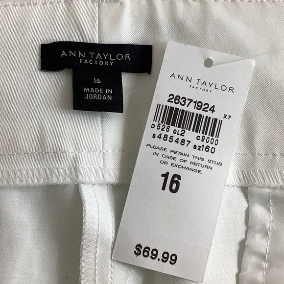 Ann Taylor signature Straight hip & thigh crop length white pants Size 16 NWT - Picture 6 of 12